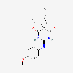 molecular formula C19H27N3O3 B12453215 5,5-dibutyl-2-(4-methoxyanilino)-1H-pyrimidine-4,6-dione 