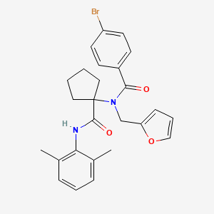 molecular formula C26H27BrN2O3 B12453233 4-bromo-N-{1-[(2,6-dimethylphenyl)carbamoyl]cyclopentyl}-N-(furan-2-ylmethyl)benzamide 