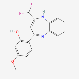 molecular formula C17H14F2N2O2 B12453249 2-[2-Difluoromethyl-1H-1,5-benzodiazepine-4-YL]-5-methoxyphenol 