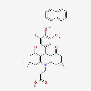 molecular formula C38H40INO6 B12453262 3-{9-[3-iodo-5-methoxy-4-(naphthalen-1-ylmethoxy)phenyl]-3,3,6,6-tetramethyl-1,8-dioxo-2,3,4,5,6,7,8,9-octahydroacridin-10(1H)-yl}propanoic acid 