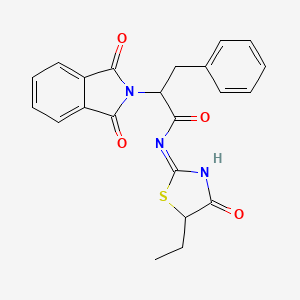 molecular formula C22H19N3O4S B12453302 2-(1,3-dioxo-1,3-dihydro-2H-isoindol-2-yl)-N-(5-ethyl-4-oxo-4,5-dihydro-1,3-thiazol-2-yl)-3-phenylpropanamide 