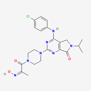 molecular formula C22H26ClN7O3 B1245332 4-[(4-chlorophenyl)amino]-2-[4-[(2E)-2-hydroxyiminopropanoyl]piperazin-1-yl]-6-propan-2-yl-5H-pyrrolo[4,3-e]pyrimidin-7-one 