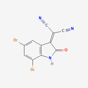 molecular formula C11H3Br2N3O B12453323 2-(5,7-dibromo-2-oxo-1H-indol-3-ylidene)propanedinitrile 