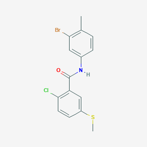 molecular formula C15H13BrClNOS B12453330 N-(3-bromo-4-methylphenyl)-2-chloro-5-(methylsulfanyl)benzamide 