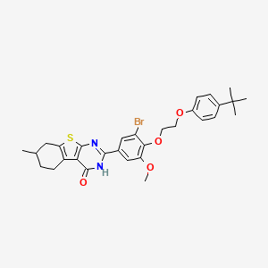 molecular formula C30H33BrN2O4S B12453344 2-{3-bromo-4-[2-(4-tert-butylphenoxy)ethoxy]-5-methoxyphenyl}-7-methyl-5,6,7,8-tetrahydro[1]benzothieno[2,3-d]pyrimidin-4(3H)-one 