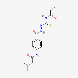 molecular formula C16H22N4O3S B12453362 3-methyl-N-(4-{[2-(propanoylcarbamothioyl)hydrazinyl]carbonyl}phenyl)butanamide 