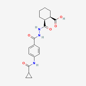 molecular formula C19H23N3O5 B12453364 (1R,2S)-2-{[2-({4-[(cyclopropylcarbonyl)amino]phenyl}carbonyl)hydrazinyl]carbonyl}cyclohexanecarboxylic acid 