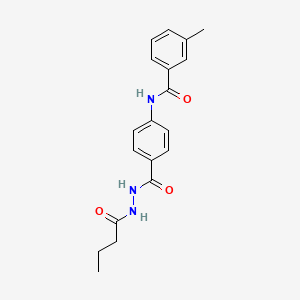 molecular formula C19H21N3O3 B12453376 N-{4-[(2-butanoylhydrazinyl)carbonyl]phenyl}-3-methylbenzamide 