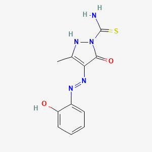 molecular formula C11H11N5O2S B12453431 (4Z)-4-[2-(2-hydroxyphenyl)hydrazinylidene]-3-methyl-5-oxo-4,5-dihydro-1H-pyrazole-1-carbothioamide 