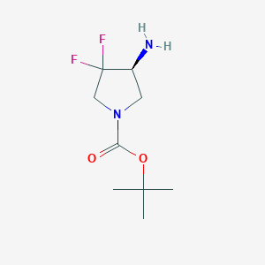 molecular formula C9H16F2N2O2 B12453442 tert-butyl (4S)-4-amino-3,3-difluoropyrrolidine-1-carboxylate 