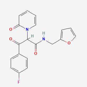 molecular formula C19H15FN2O4 B12453471 3-(4-fluorophenyl)-N-(furan-2-ylmethyl)-3-oxo-2-(2-oxopyridin-1-yl)propanamide 