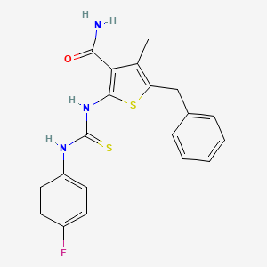 molecular formula C20H18FN3OS2 B12453519 5-Benzyl-2-{[(4-fluorophenyl)carbamothioyl]amino}-4-methylthiophene-3-carboxamide 