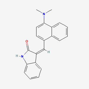 molecular formula C21H18N2O B1245357 3-(4-Dimethylamino-naphthalen-1-ylmethylene)-1,3-dihydro-indol-2-one 