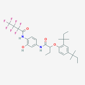 molecular formula C30H37F7N2O4 B12453586 N-[4-({2-[2,4-bis(2-methylbutan-2-yl)phenoxy]butanoyl}amino)-2-hydroxyphenyl]-2,2,3,3,4,4,4-heptafluorobutanamide CAS No. 346-10-1