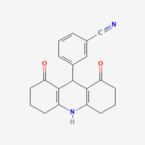 molecular formula C20H18N2O2 B1245402 9-(3-cyanophenyl)-3,4,6,7,9,10-hexahydro-1,8-(2H,5H)-acridinedione 