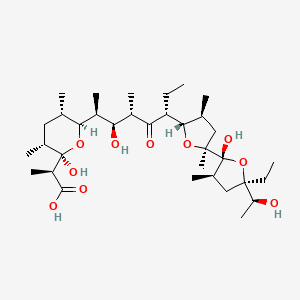 molecular formula C34H60O10 B1245482 (2S)-2-[(2R,3R,5S,6S)-6-[(2S,3S,4S,6R)-6-[(2S,3S,5S)-5-[(2R,3R,5R)-5-乙基-2-羟基-5-[(1S)-1-羟乙基]-3-甲基氧杂环己烷-2-基]-3,5-二甲基氧杂环己烷-2-基]-3-羟基-4-甲基-5-氧代辛-2-基]-2-羟基-3,5-二甲基氧杂环己烷-2-基]丙酸 