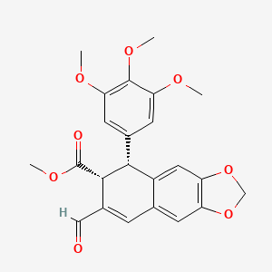 molecular formula C23H22O8 B1245503 methyl (7R,8R)-6-formyl-8-(3,4,5-trimethoxyphenyl)-7,8-dihydrobenzo[f][1,3]benzodioxole-7-carboxylate 