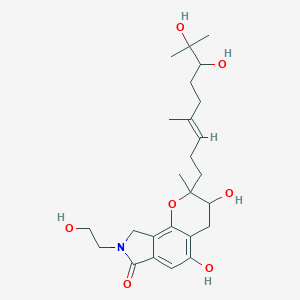 molecular formula C25H37NO7 B1245504 2-[(E)-7,8-二羟基-4,8-二甲基壬-3-烯基]-3,5-二羟基-8-(2-羟乙基)-2-甲基-4,9-二氢-3H-吡喃[2,3-e]异吲哚-7-酮 