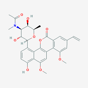 molecular formula C30H31NO9 B1245520 N-[(2S,3R,4S,5R,6R)-2-(8-ethenyl-1-hydroxy-10,12-dimethoxy-6-oxonaphtho[1,2-c]isochromen-4-yl)-3,5-dihydroxy-6-methyloxan-4-yl]-N-methylacetamide 