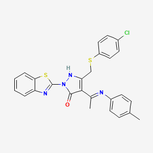 (4Z)-2-(1,3-benzothiazol-2-yl)-5-{[(4-chlorophenyl)sulfanyl]methyl}-4-{1-[(4-methylphenyl)amino]ethylidene}-2,4-dihydro-3H-pyrazol-3-one