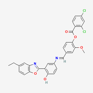 4-[(E)-{[3-(5-ethyl-1,3-benzoxazol-2-yl)-4-hydroxyphenyl]imino}methyl]-2-methoxyphenyl 2,4-dichlorobenzoate