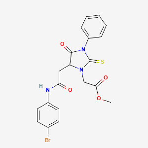 Methyl (5-{2-[(4-bromophenyl)amino]-2-oxoethyl}-4-oxo-3-phenyl-2-thioxoimidazolidin-1-yl)acetate