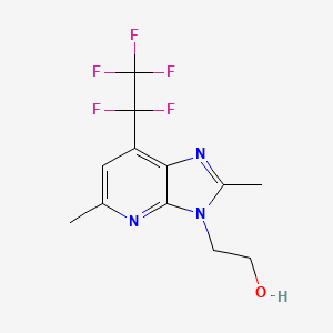 molecular formula C12H12F5N3O B12455305 2-(2,5-Dimethyl-7-pentafluoroethyl-3H-imidazo-[4,5-b]-pyridin-3-yl)ethanol 