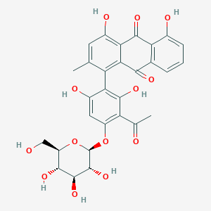 molecular formula C29H26O13 B1245532 4'-O-去甲基刀叶醌-4'-O-β-D-吡喃葡萄糖苷 