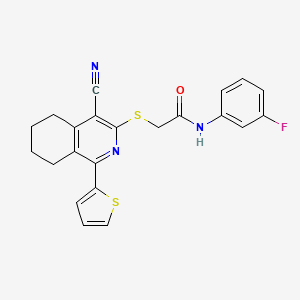 2-{[4-cyano-1-(thiophen-2-yl)-5,6,7,8-tetrahydroisoquinolin-3-yl]sulfanyl}-N-(3-fluorophenyl)acetamide