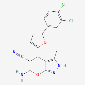 6-Amino-4-[5-(3,4-dichlorophenyl)furan-2-yl]-3-methyl-1,4-dihydropyrano[2,3-c]pyrazole-5-carbonitrile