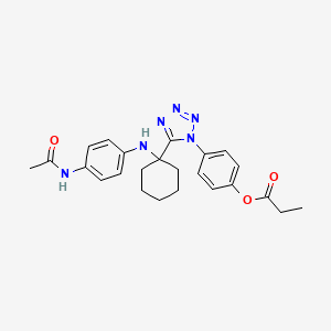 molecular formula C24H28N6O3 B12455394 4-[5-(1-{[4-(acetylamino)phenyl]amino}cyclohexyl)-1H-tetrazol-1-yl]phenyl propanoate 