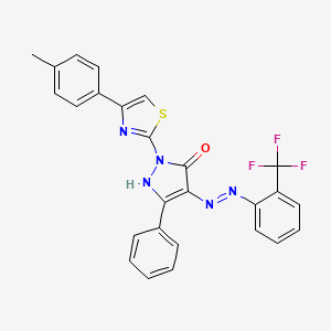 (4Z)-2-[4-(4-methylphenyl)-1,3-thiazol-2-yl]-5-phenyl-4-{2-[2-(trifluoromethyl)phenyl]hydrazinylidene}-2,4-dihydro-3H-pyrazol-3-one