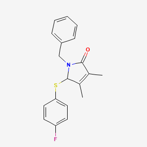 molecular formula C19H18FNOS B12455420 1-benzyl-5-[(4-fluorophenyl)sulfanyl]-3,4-dimethyl-1,5-dihydro-2H-pyrrol-2-one 