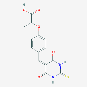 2-{4-[(4,6-dioxo-2-thioxotetrahydropyrimidin-5(2H)-ylidene)methyl]phenoxy}propanoic acid