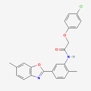 2-(4-chlorophenoxy)-N-[2-methyl-5-(6-methyl-1,3-benzoxazol-2-yl)phenyl]acetamide