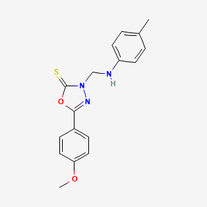 molecular formula C17H17N3O2S B12455494 5-(4-methoxyphenyl)-3-{[(4-methylphenyl)amino]methyl}-1,3,4-oxadiazole-2(3H)-thione 