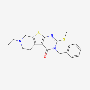 4-benzyl-11-ethyl-5-methylsulfanyl-8-thia-4,6,11-triazatricyclo[7.4.0.02,7]trideca-1(9),2(7),5-trien-3-one