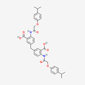 molecular formula C37H38N2O8 B12455569 3,3'-Methanediylbis[6-({[4-(propan-2-yl)phenoxy]acetyl}amino)benzoic acid] 