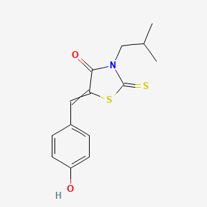 molecular formula C14H15NO2S2 B12455598 5-[(4-Hydroxyphenyl)methylidene]-3-(2-methylpropyl)-2-sulfanylidene-1,3-thiazolidin-4-one 