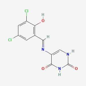 5-{[(E)-(3,5-dichloro-2-hydroxyphenyl)methylidene]amino}pyrimidine-2,4-diol