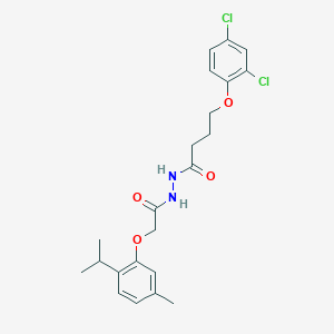 4-(2,4-dichlorophenoxy)-N'-{[5-methyl-2-(propan-2-yl)phenoxy]acetyl}butanehydrazide