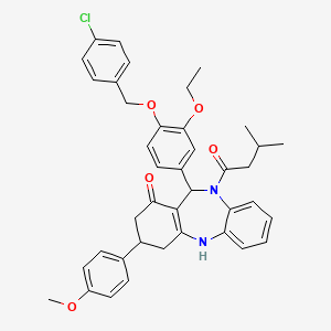 molecular formula C40H41ClN2O5 B12455658 1-[11-{4-[(4-chlorobenzyl)oxy]-3-ethoxyphenyl}-1-hydroxy-3-(4-methoxyphenyl)-2,3,4,11-tetrahydro-10H-dibenzo[b,e][1,4]diazepin-10-yl]-3-methylbutan-1-one 