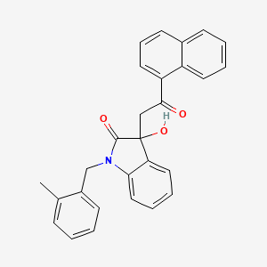 molecular formula C28H23NO3 B12455698 3-hydroxy-1-(2-methylbenzyl)-3-[2-(naphthalen-1-yl)-2-oxoethyl]-1,3-dihydro-2H-indol-2-one 