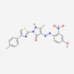 (4Z)-4-[2-(4-methoxy-2-nitrophenyl)hydrazinylidene]-5-methyl-2-[4-(4-methylphenyl)-1,3-thiazol-2-yl]-2,4-dihydro-3H-pyrazol-3-one