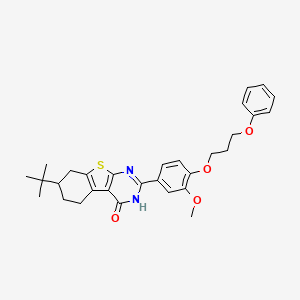 molecular formula C30H34N2O4S B12455758 7-tert-butyl-2-[3-methoxy-4-(3-phenoxypropoxy)phenyl]-5,6,7,8-tetrahydro[1]benzothieno[2,3-d]pyrimidin-4(3H)-one 