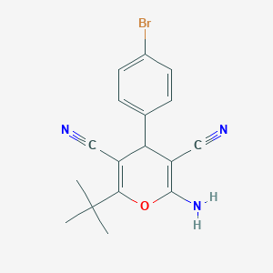 molecular formula C17H16BrN3O B12455761 2-amino-4-(4-bromophenyl)-6-tert-butyl-4H-pyran-3,5-dicarbonitrile 