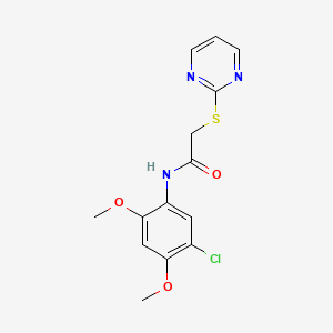 N-(5-chloro-2,4-dimethoxyphenyl)-2-(pyrimidin-2-ylsulfanyl)acetamide