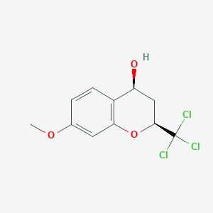 molecular formula C11H11Cl3O3 B12455796 (2S,4S)-7-Methoxy-2-(trichloromethyl)chroman-4-ol 