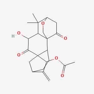 molecular formula C22H28O6 B12455806 6-Hydroxy-1,7-dioxo-3,20-epoxykaur-16-en-15-yl acetate 