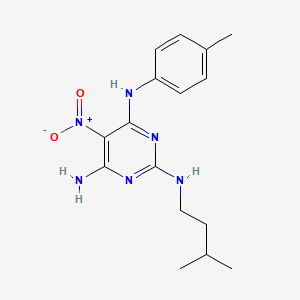 molecular formula C16H22N6O2 B12455812 N~2~-(3-methylbutyl)-N~4~-(4-methylphenyl)-5-nitropyrimidine-2,4,6-triamine 